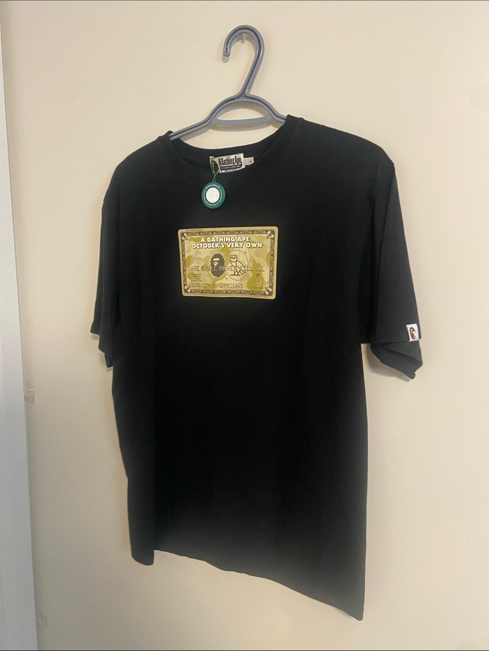 BAPE x OVO Black Short Sleeve Tee with Gold Chest Plaque